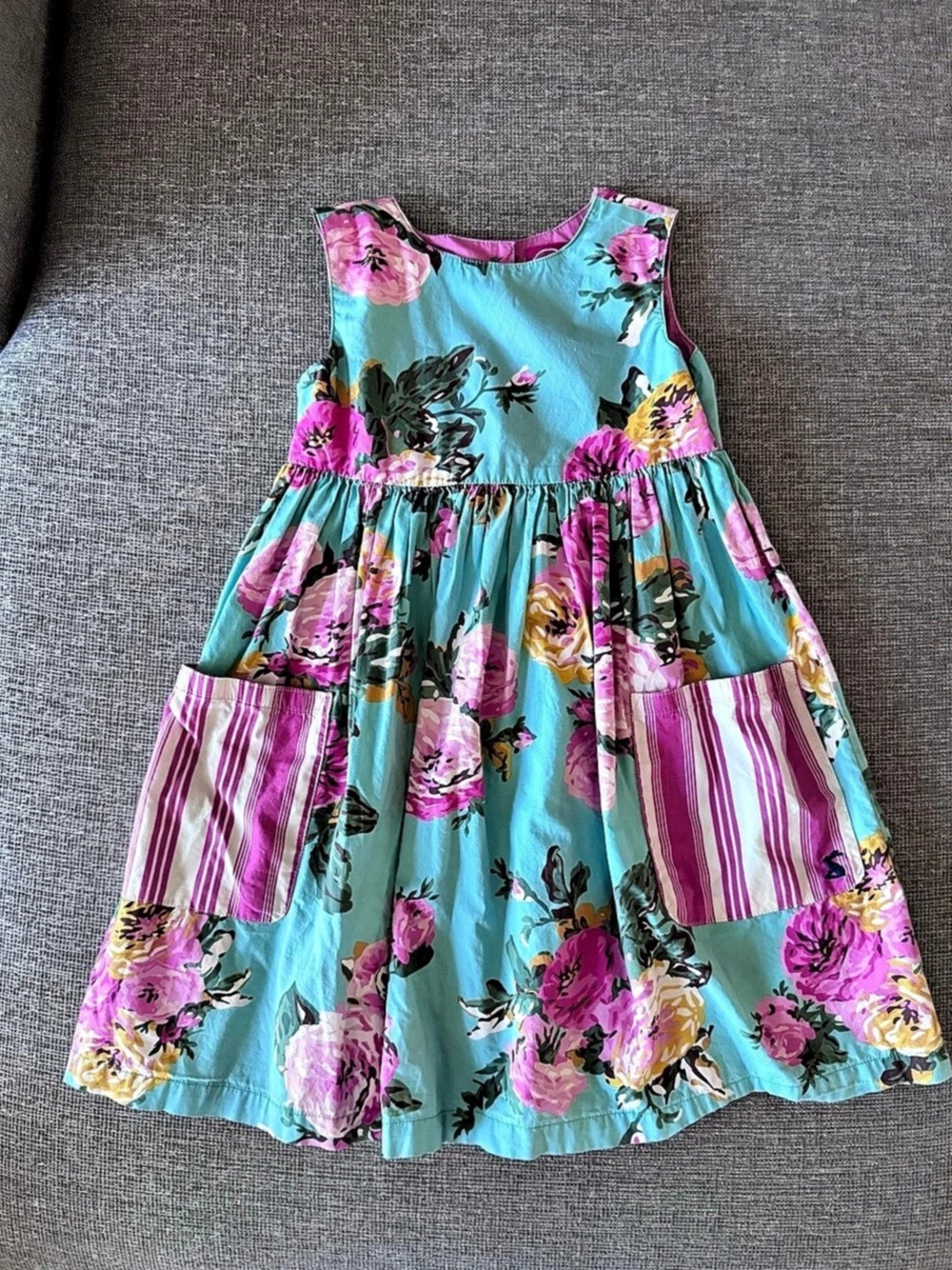 Joules Floral Dress Blue & Pink Size 5